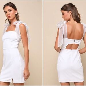 Lulu's White Bow-Shoulder Dress